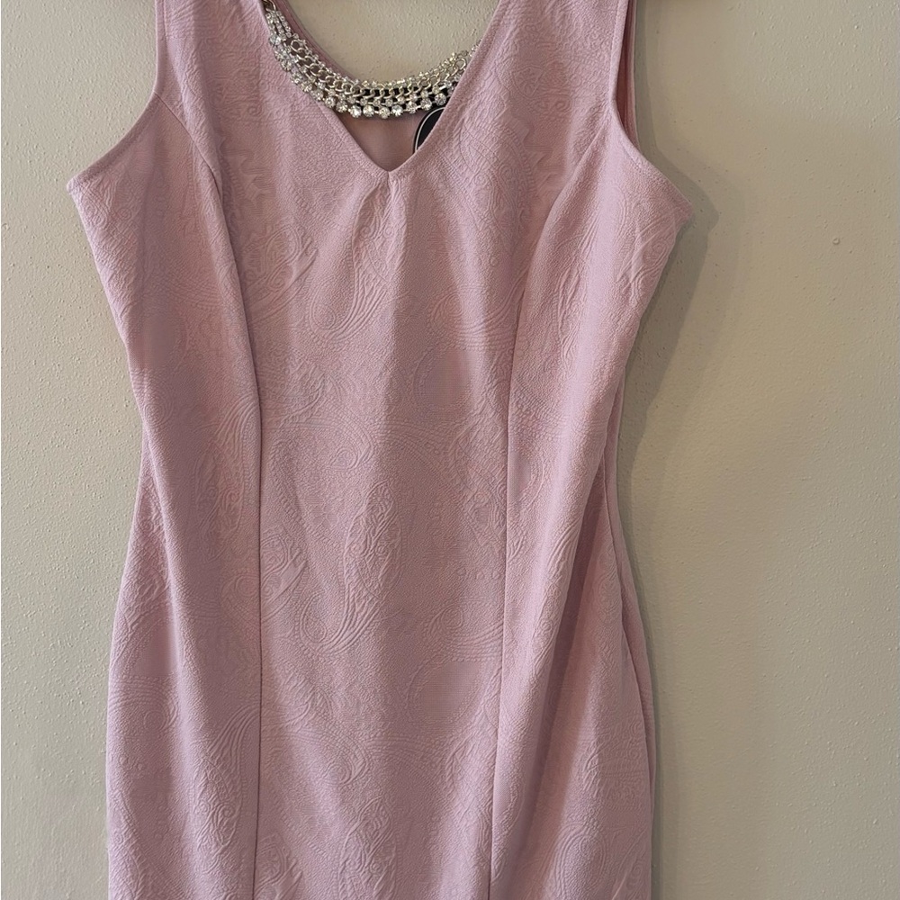 Mute pink/Mauve Sleeveless Midi Dress small/medium with removable necklace